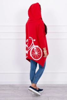 Asymetrická mikina bicykel červená