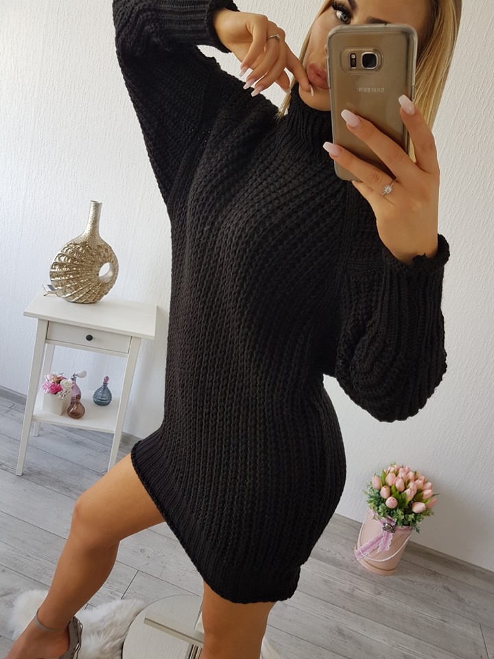 rolákový sveter šaty čierne