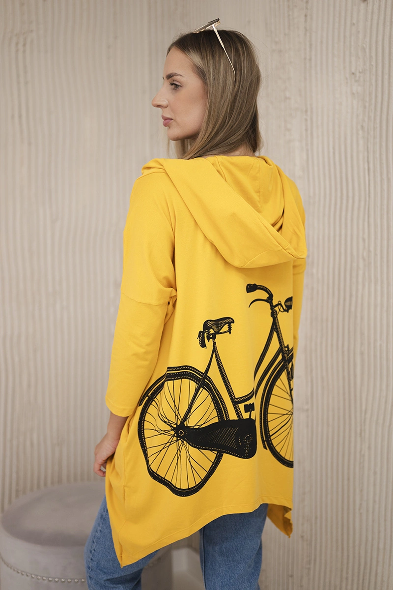 Mikina asymetrická bicykel horčicová