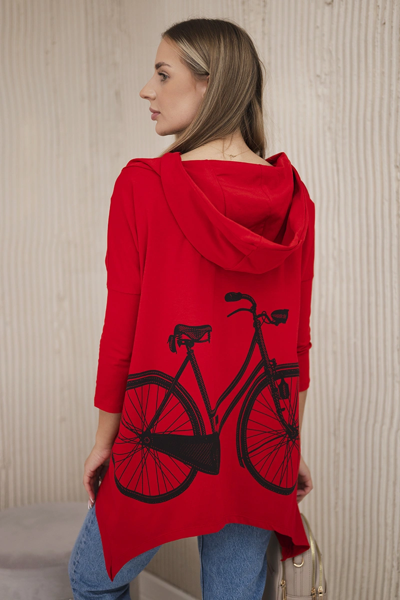 Asymetrická mikina bicykel červená