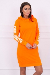 Športové šaty s potlačou Off White neon pomaranč