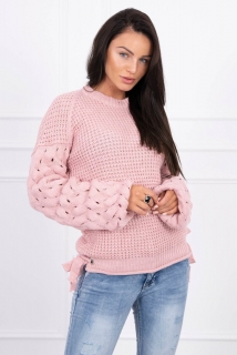 Módny dámsky sveter púdrovo-ružový