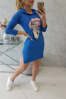 Športové šaty kráľovská modrá s potlačou