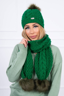 Zimný set dámska čiapka a šál zelená