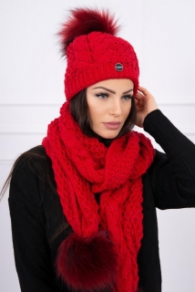 Zimný set čiapka a šál červený