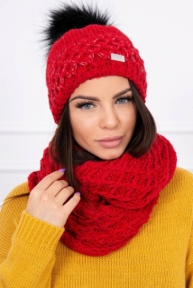 Súpravička na zimu čiapka a šál červená